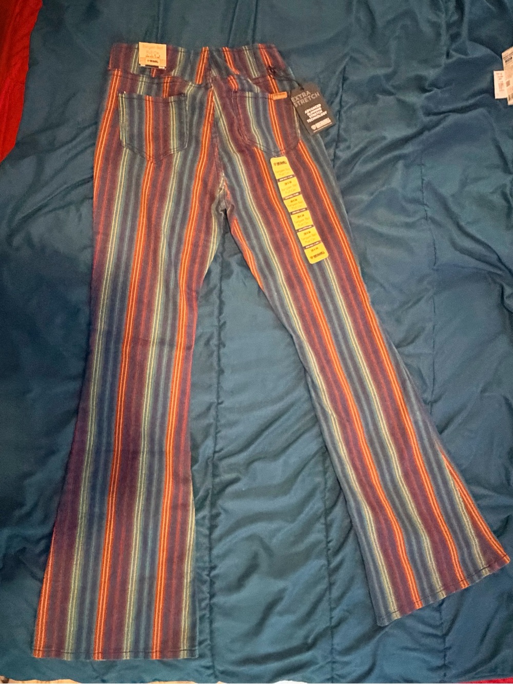 Rock and Roll Denim Hippie Striped Flare Jeans in Multicolor Stripe - Rare cute!